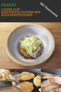 Lachs auf Kartoffelpuffer mit Zucchinitopping